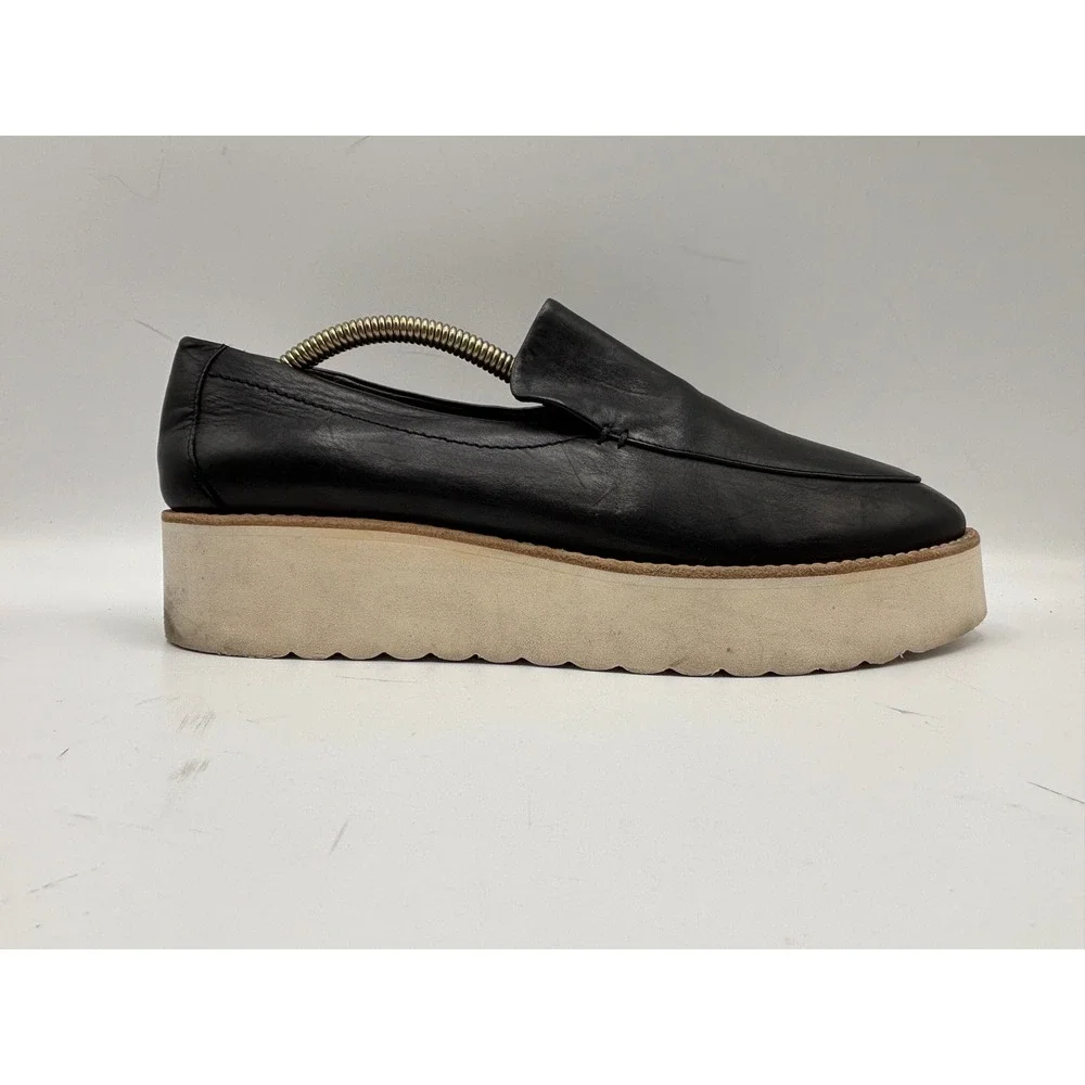 Vince Men's Black Leather Slip-On Platform Loafers Size 9M / EU 39